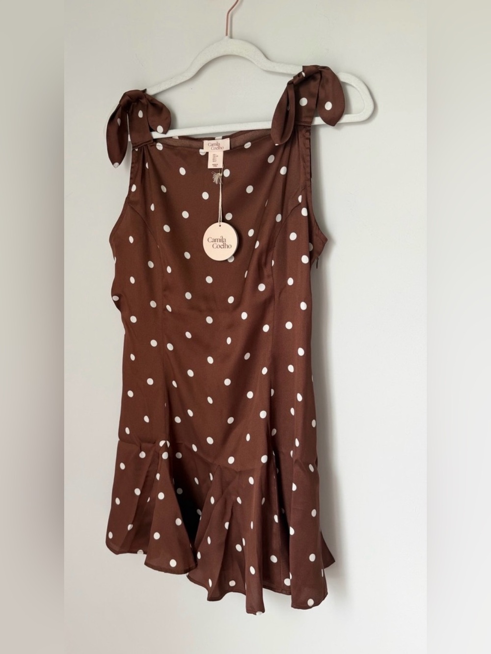 CAMILA COELHO Polka Dot Tie-Shoulder Ruffle Hem Mini Dress - Picture 5 of 5